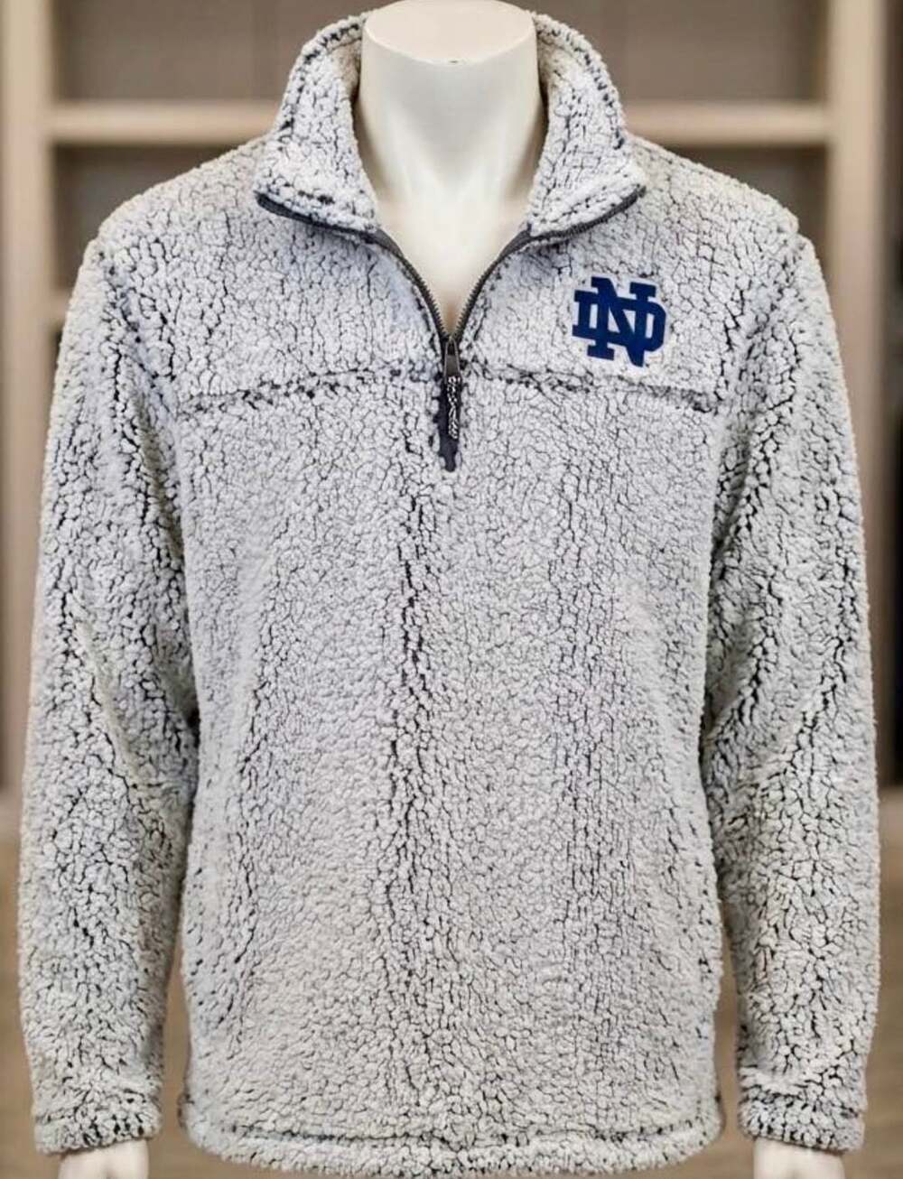 Boxercraft Notre Dame Fighting Irish Sherpa Quarter-Zip Pullover Jacket Gray 2X